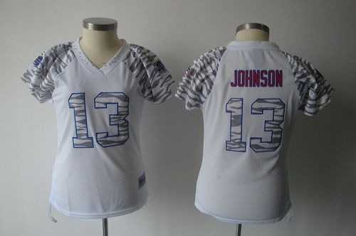 Bills #13 Steve Johnson White Women's Zebra Field Flirt Stitched NFL Jersey - Click Image to Close